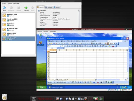 Windows XP spuštěné v programu VirtualBox