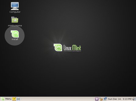 Instalační ikona na live CD LinuxMint 6 Felicia