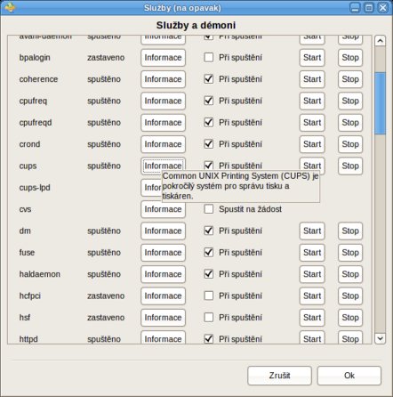 CUPS - běžící služba
