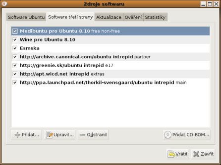 Nástroj pro přidání softwaru třetích stran (Ubuntu)
