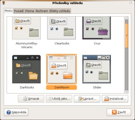 Nástroj pro úpravu vzhledu v Ubuntu 8.10