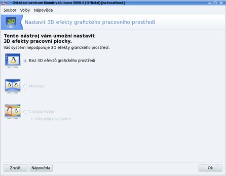 Aktivace Compiz Fusion v ovládacím centru Mandriva Linuxu 2009